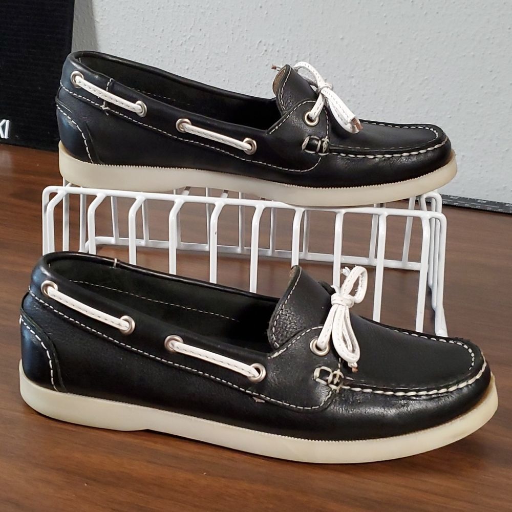 David Richard Ltd x Saks Fifth Avenue Women's Black‎ Leather Boat Deck Shoes 7B